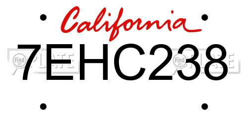 7EHC238 California License Plate