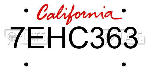 7EHC363 California License Plate