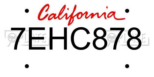 7EHC878 California License Plate
