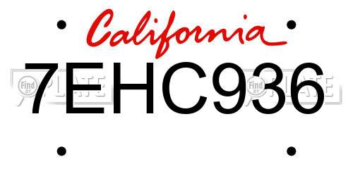 7EHC936 California License Plate