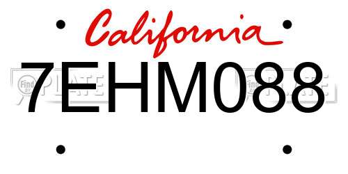 7EHM088 California License Plate