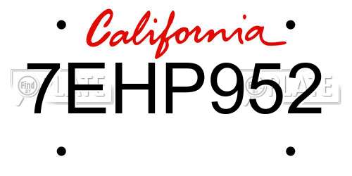 7EHP952 California License Plate