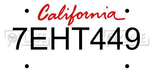 7EHT449 California License Plate