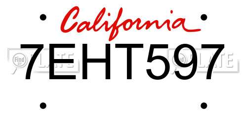 7EHT597 California License Plate