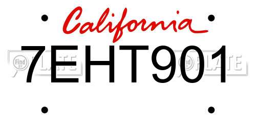 7EHT901 California License Plate