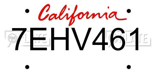 7EHV461 California License Plate