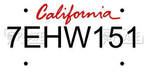 7EHW151 California License Plate