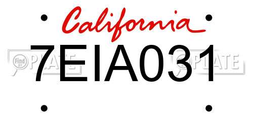 7EIA031 California License Plate