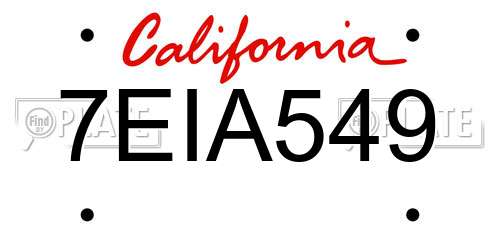 7EIA549 California License Plate