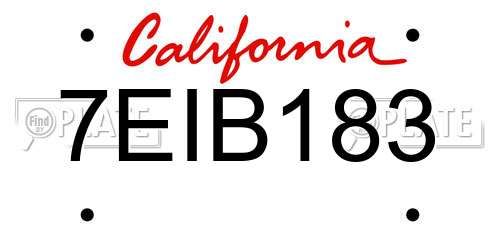 7EIB183 California License Plate