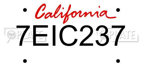 7EIC237 California License Plate