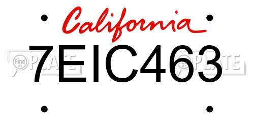 7EIC463 California License Plate