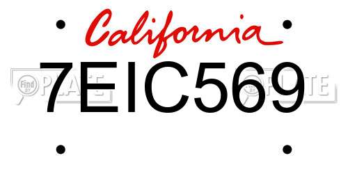 7EIC569 California License Plate