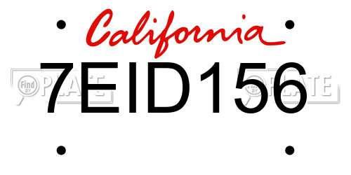 7EID156 California License Plate