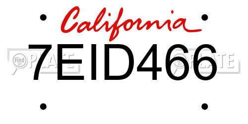7EID466 California License Plate