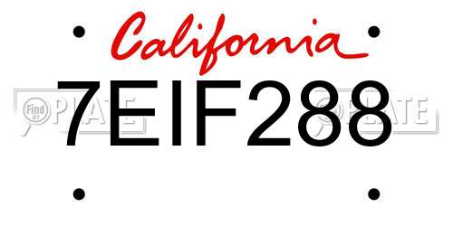 7EIF288 California License Plate
