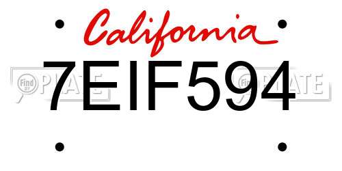 7EIF594 California License Plate
