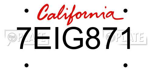 7EIG871 California License Plate