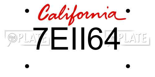 7EII64 California License Plate
