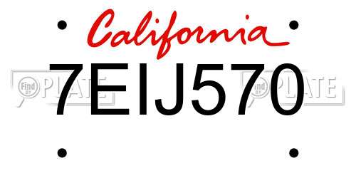 7EIJ570 California License Plate