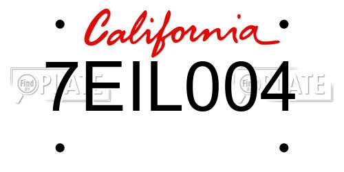 7EIL004 California License Plate