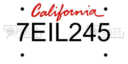 7EIL245 California License Plate