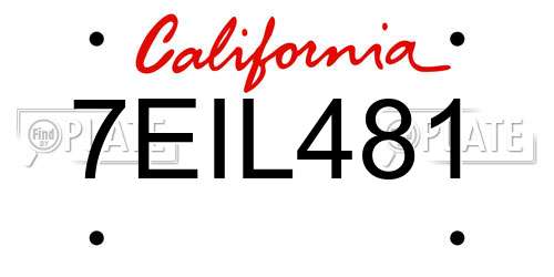 7EIL481 California License Plate
