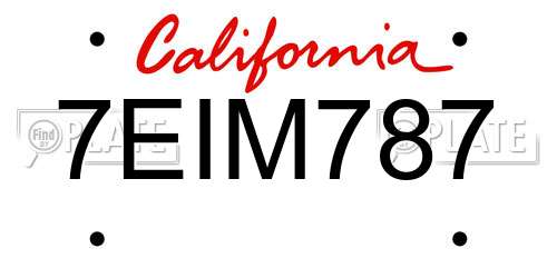 7EIM787 California License Plate