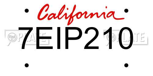 7EIP210 California License Plate