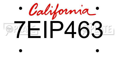 7EIP463 California License Plate