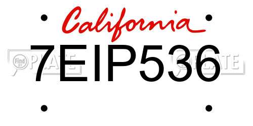 7EIP536 California License Plate