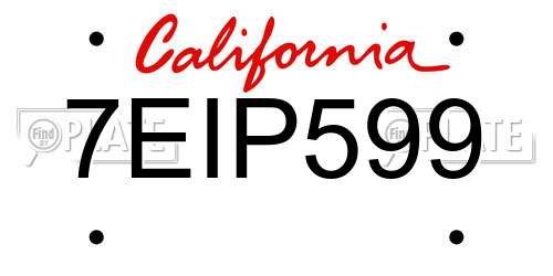 7EIP599 California License Plate