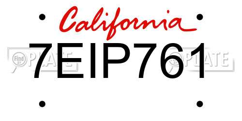 7EIP761 California License Plate