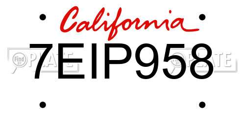 7EIP958 California License Plate