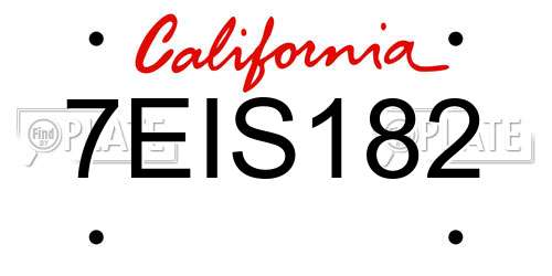 7EIS182 California License Plate