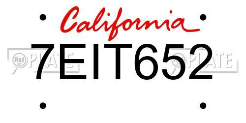 7EIT652 California License Plate
