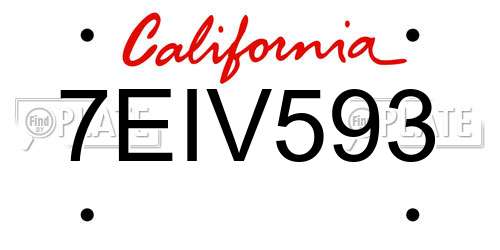 7EIV593 California License Plate