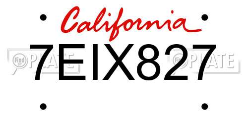 7EIX827 California License Plate