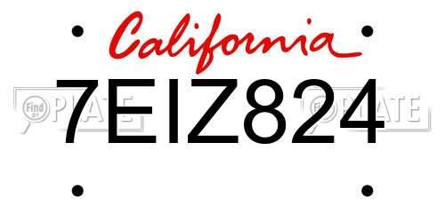 7EIZ824 California License Plate