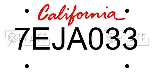 7EJA033 California License Plate