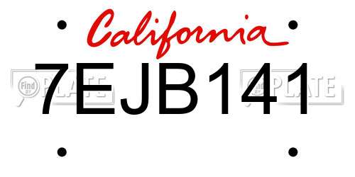 7EJB141 California License Plate