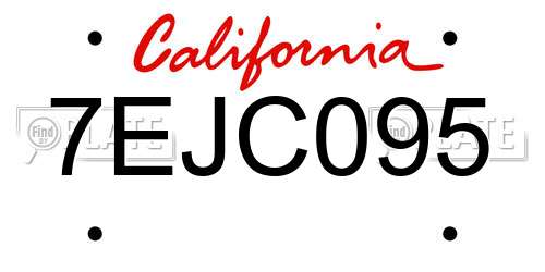 7EJC095 California License Plate