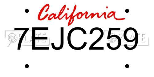 7EJC259 California License Plate