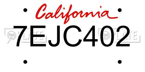 7EJC402 California License Plate