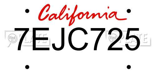 7EJC725 California License Plate