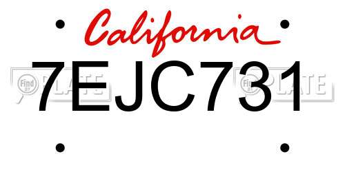 7EJC731 California License Plate