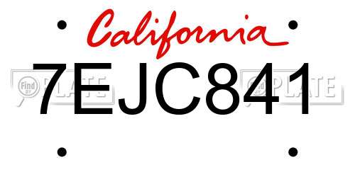 7EJC841 California License Plate