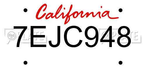 7EJC948 California License Plate