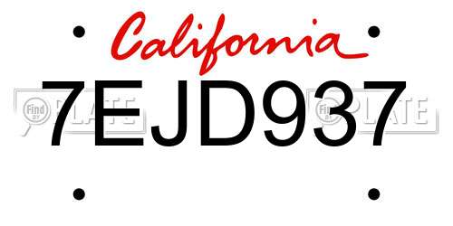 7EJD937 California License Plate