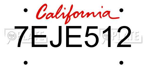 7EJE512 California License Plate